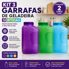 Kit 3 Garrafa Geladeira 2 Litros Plástico Domestico Cozinha Porta De Geladeira Suco Agua Reistente