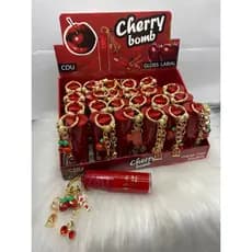 Gloss Labial Cherry Bomb com Chaveiro de Cereja – Brilho Espelhado e Tendência. ( UNIDADE )