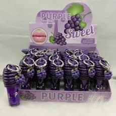 Gloss Labial Purple Sweet com Chaveiro de Uva, Brilho Intenso + Pingente Decorativo. ( UNIDADE )