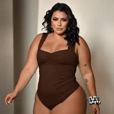 Body Maiô Plus Size Suplex Premium Bory Forrado Zero Transparência Bori Elegante Básico G1 G2
