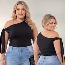 Blusa Feminina Plus Size Suplex Premium 100% Dupla Nó Ajustável Estilosa Alta Compressão Não Transparente