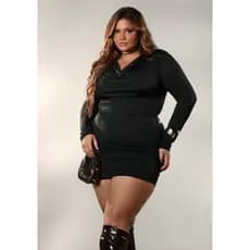 Vestido Feminino Plus Size Alta Compressão 100% Duplo Tecido Premium Zero Transparência Gola Boba Balada Festa Junina