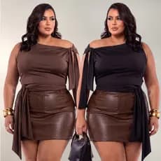 Blusa Plus Size Zero Transparência Com Amarrações Tecido 100% Duplo Estilosa Poliamida Premium Modelador Confortável