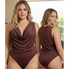 Body Plus Size Suplex Premium Gola Degagê Fecho Regulável G1 G2 46 ao 52 Tecido Duplo Zero Transparência Midi Size