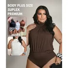 Body Feminino G1 G2 Versátil Zero Transparência Bori Tecido e Acabamento Premium Confortável Fecho Regulável
