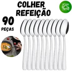 Jogo 90 Colheres Aço Inox Premium Para Restaurantes Cozinha Bar Talher Colher de Sopa Buffet