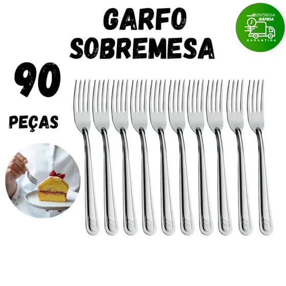 Kit 90 Talher Em Inox de Sobremesa Garfo Doces Salgados Cozinha Restaurante Padaria  Buffet Eventos