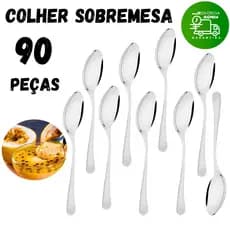 Jogo 90 Talher Inox de Sobremesa Colher Para Doces Salgados Cozinha Restaurante Padaria Buffet