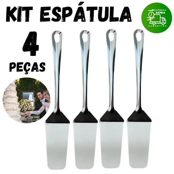 Kit Espátula Para Cortar Pegar Bolo Torta Pudim Sobremesas Culinária Pegador Inox Cozinha Multiuso