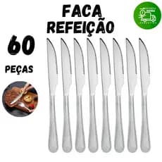 Kit 30 ou 60 Facas Ponta Fina em Aço Inox Alta Qualidade  Para Restaurantes Bares Buffet Eventos