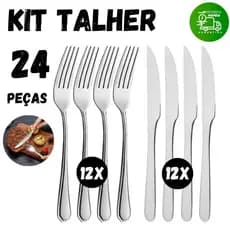 Kit Talheres Aço Inox 12 Garfos e 12 Facas Reforçados para Restaurante Buffet Variáveis Multiuso
