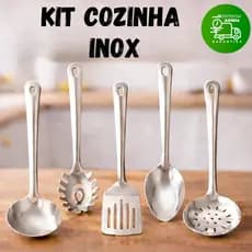 Kit Cozinha Completa 5 Utensílios de Inox de Alta Qualidade Restaurante Buffet Bares Premium