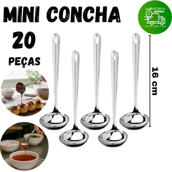 Kit Com 20/10/5 Mini Concha Para Cozinha Servir Molhos Caldos Caldas Farofa Vinagrete Utensilio