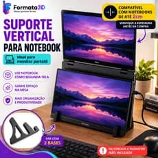 Suporte Vertical para Notebook e Monitor Portátil | Base para Laptop e Segunda Tela | Setup Portátil