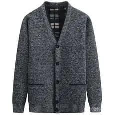 Casaco de lã masculino, de lã, inverno, gola em V grossa, tricotado, casaco casual, casaco tricotado quente, 2023