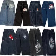 Calças Jeans Baggy Vintage Bordadas para Homens Y2K, Alta Qualidade, Estilo Hip Hop Goth Streetwear Harajuku, Casual, Pe