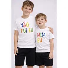 Kit Irmãos Infantil Não Fui Eu Nem Eu Camiseta e Shorts Moletom Ou Apenas Camiseta Envio Imediato