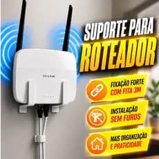 Suporte Roteador WiFi Modem Fibra Organizador Universal Parede Sem Furo Fita 3M Compatível Vivo TPLink Huawei Intelbras