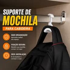 Suporte Organizador Multiuso Gancho Pendurar Cabideiro Porta Mochila Bolsa Reforçado Acessório Guarda Roupa Prático