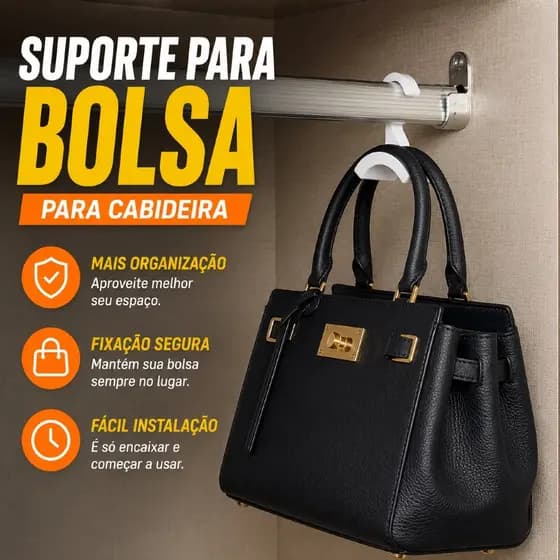 Suporte Organizador Multiuso Gancho Pendurar Cabideiro Porta Bolsa Mochila Reforçado Acessório Guarda Roupa Prático