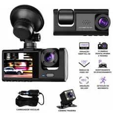 Câmera Auto Veicular Tela 2 Wifi Full Hd 1080 3 Câmeras Dvr