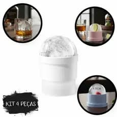 Kit 4 Formas De Gelo Redonda Esfera Grande Para Drink Whisky