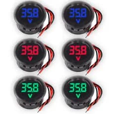Voltímetro Display Redondo AZUL/VERDE OU VERMELHO 5v~100v DC Medidor de Tensão