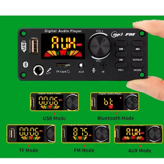 Placa Amplificada Decodificadora  80w Bluetooth 5.1 Módulo Áudio Usb FM 12V Pronta entrega