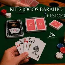 2 Jogos de baralho qualidade premium resistente + estojo em lata