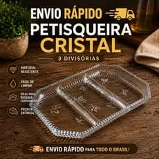 Petisqueira 3 Divisórias Cristal Pequenos Voadores 21cm Resistente Retangular Bandeja Mesa Posta Envio Rápido