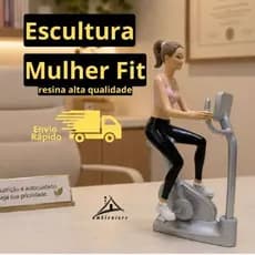 Estatueta Mulher fit Exercicio Bicicleta Enfeite Decorativo fitness envio rápido
