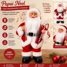Papai Noel Musical Movimento 30cm Premium Decoração Natalina Lindo Envio Rápido