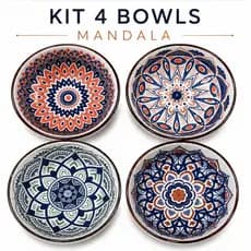Kit 4 bowls cerâmica 250ml embalagem mesa posta envio rápido