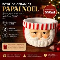 Bowl Papai Noel Ceramica Alta Qualidade 550ml Lindo Decora Mesa Posta Natalina Envio Rápido