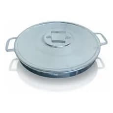 Disco Paella Alumínio Fundido Com Tampa Para Fogareiro Fogão 42cm