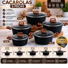 Jogo De Panelas Caçarolas Indução 4 Camadas Antiaderente 5 peças