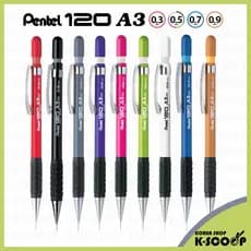 Lápis Mecânico Pentel 120 A3 0.3 Mm 0.5 0.7 0.9-Punho Ergonômico E Clipe De Metal Elegante