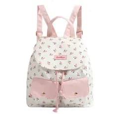 Mochila de Lona Floral BBNQ Alta Estética Fofa Grande Capacidade Mochila de Viagem para Mulheres Mochila Escolar DGBJ