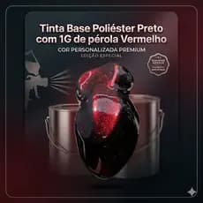 Tinta automotiva base poliester Preto com 1 grama perola vermelha em pó 400ml/900ml