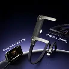 Adaptadores USB-C com Suporte Dobrável para Celular, Giratório, Cabo Não Incluso