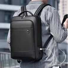 Mochila Executiva Masculina em Couro PU, Carregamento USB, Escritório, Viagem, Laptop, Negócios, Ombro, Mochila Masculin