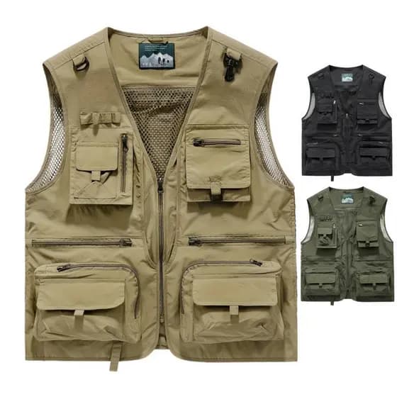 Colete Utilitário Masculino para Pesca e Caminhada ao Ar Livre com Múltiplos Bolsos para Trabalho e Aventura 8ZUJ