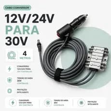 Conversor Dc com Botão P/ Starlink Mini 12/24v 30v 3 Em 1 Veicular 4 metros