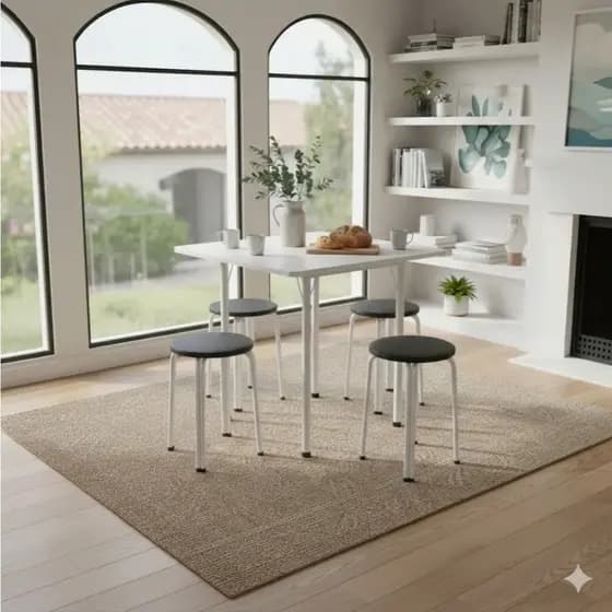 Conjunto Mesa Dobrável Com 4 Bancos Cozinha Jantar Sala