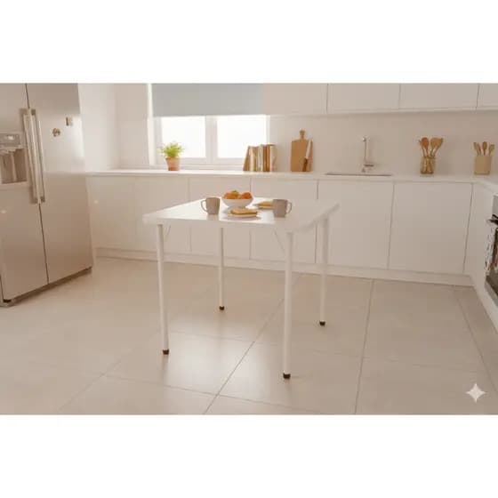 Mesa De Cozinha E Jantar 80x80cm Tampo Branco 30mm