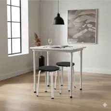 Conjunto Mesa Dobrável Cozinha Sala Jantar + 2 Banquinhos