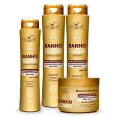 Kit Tratamento Capilar Banho de Verniz Belkit  (Shampoo, Condicionador, Máscara e Creme de Pentear)