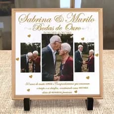Azulejo Quadro Presente Bodas de ouro com foto 50 Anos Casados