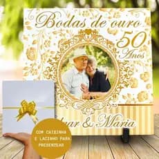Azulejo Quadro Presente Bodas de ouro com foto 50 Anos Casados