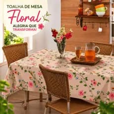 Toalha de Mesa Plástica Flores PVC - Todos Os Tamanhos Fácil de Limpar